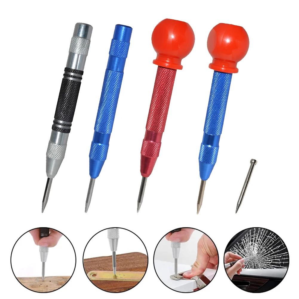 

4-Inch Automatic Center Punch Adjustable Impact Spring Loaded Automatic Punch Hand Tools Spring Punch for Metal Wood Glass Steel