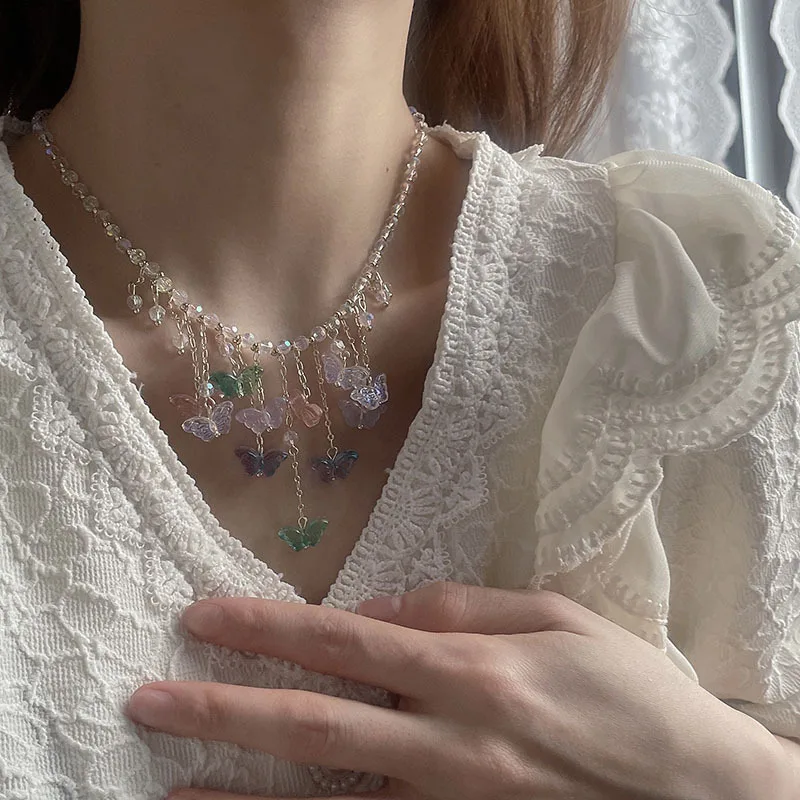 

Korea Fashion Women Long Tassel Butterfly Pendant Necklace Jewelry