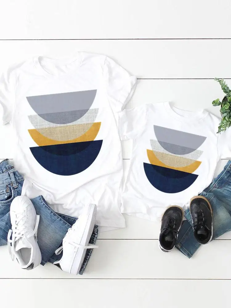 

Tee Women Child Kid Watercolor Lovely Abstract Clothing Boy Girl Summer Family Matching Outfits Mom Mama Graphic T-shirt Clothes
