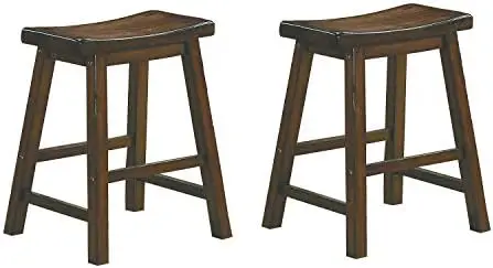 

Saddle Wood Dining Stools (Set of 2), 17.5" SH, Distressed Cherry
