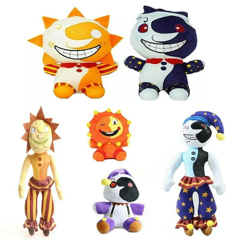 

New 25cm FNAF Sundrop Moondrop Scary Game Security Breach Sunrise Moondrop BOSS Freddy Goat Toys Stuffed Plush Soft Doll Toys