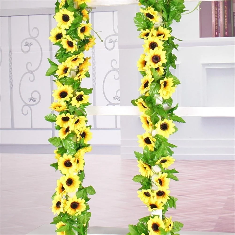 

Wedding Floral Arch Decor Silk Artificial Yellow Sunflower Garland Flower Vine