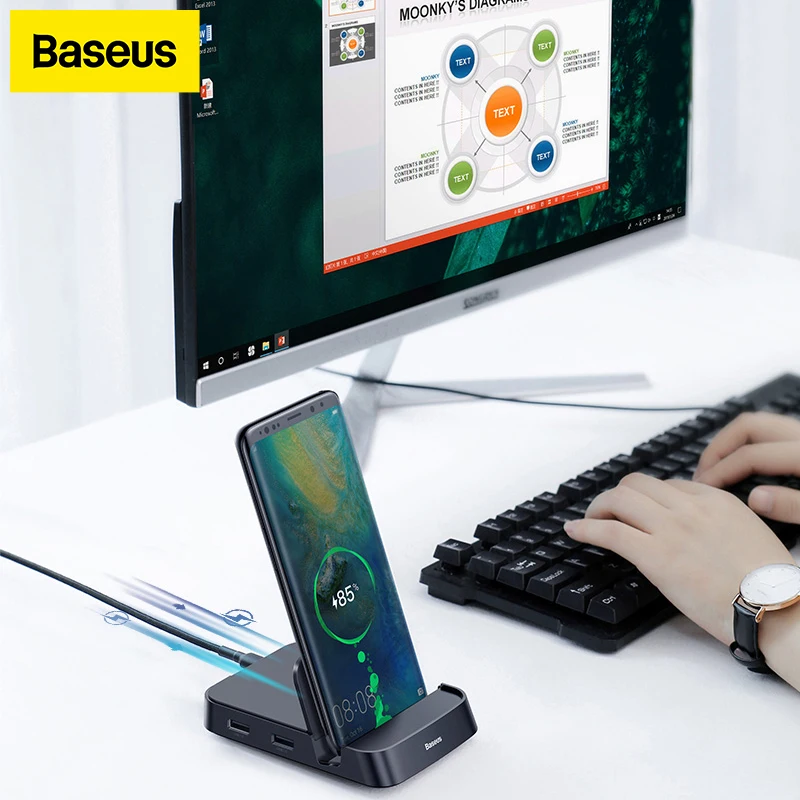 

Baseus USB C HUB Dex Station to USB 3.0 HDMI-compatible USB HUB for Samsung S20 Note 20 Huawei P40 Mate 30 Type C Dock Station