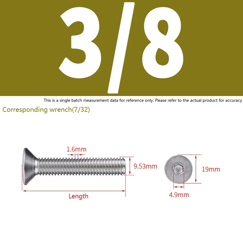 

1 ~ 20 шт. UNC 304 из нержавеющей стали с шестигранной головкой и потайной головкой, винты с шестигранной головкой 2 # 4 # 6 # 8 # 10 # 1/4-20 5/16-18 3/8-16