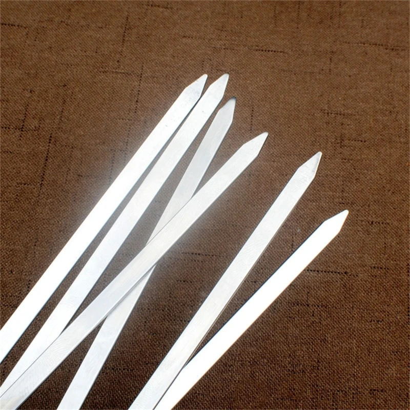 D0AD Набор из 6 шампуров нержавеющей стали плоские шампуры для гриля мясные барбекю