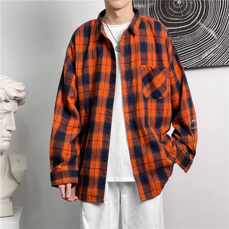 

Рубашка мужская клетчатая с длинным рукавом, хлопковая импортная одежда, уличная одежда для отдыха, дыхательный ток, Новое поступление, пря...