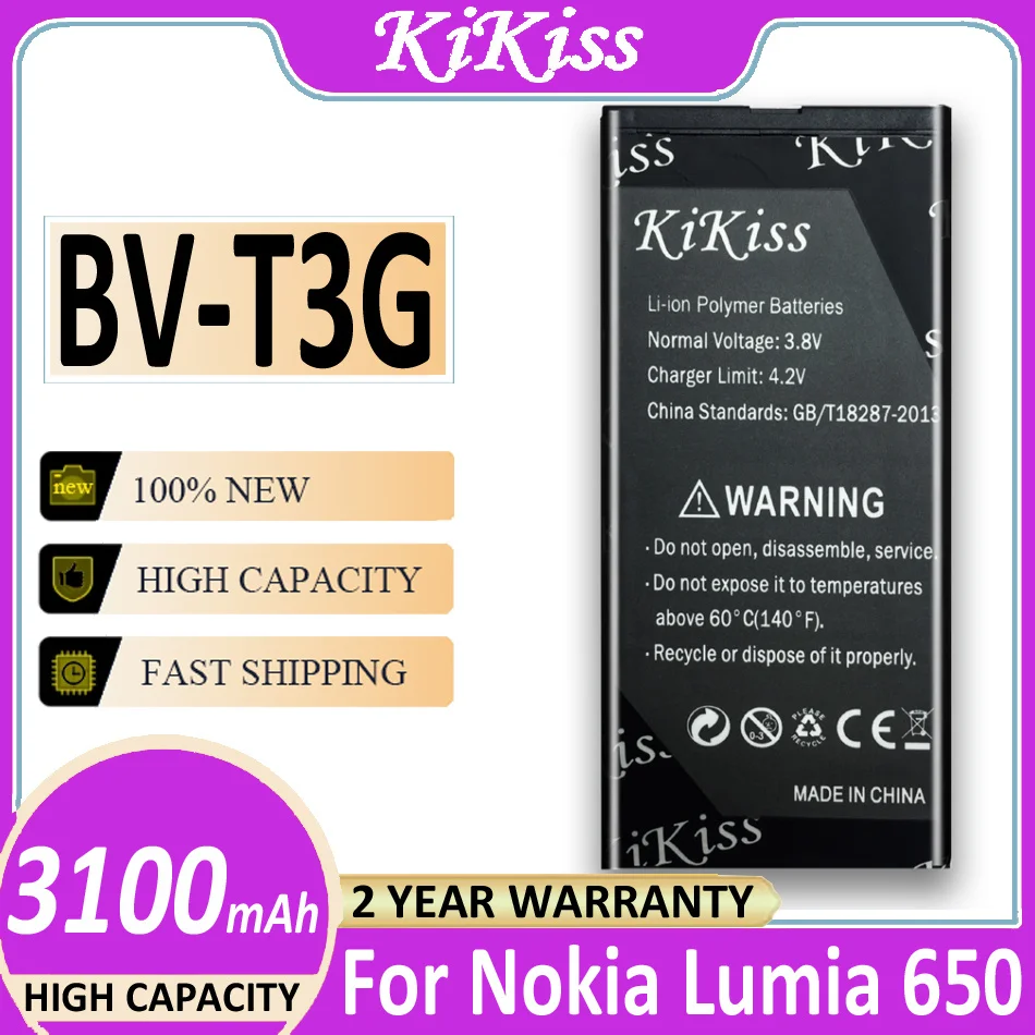 

BV-T3G 3100mAh Replacement Battery For Nokia Microsoft Lumia 650 RM-1154 BVT3G BV T3G Li-Polymer Batteries + Tracking Number