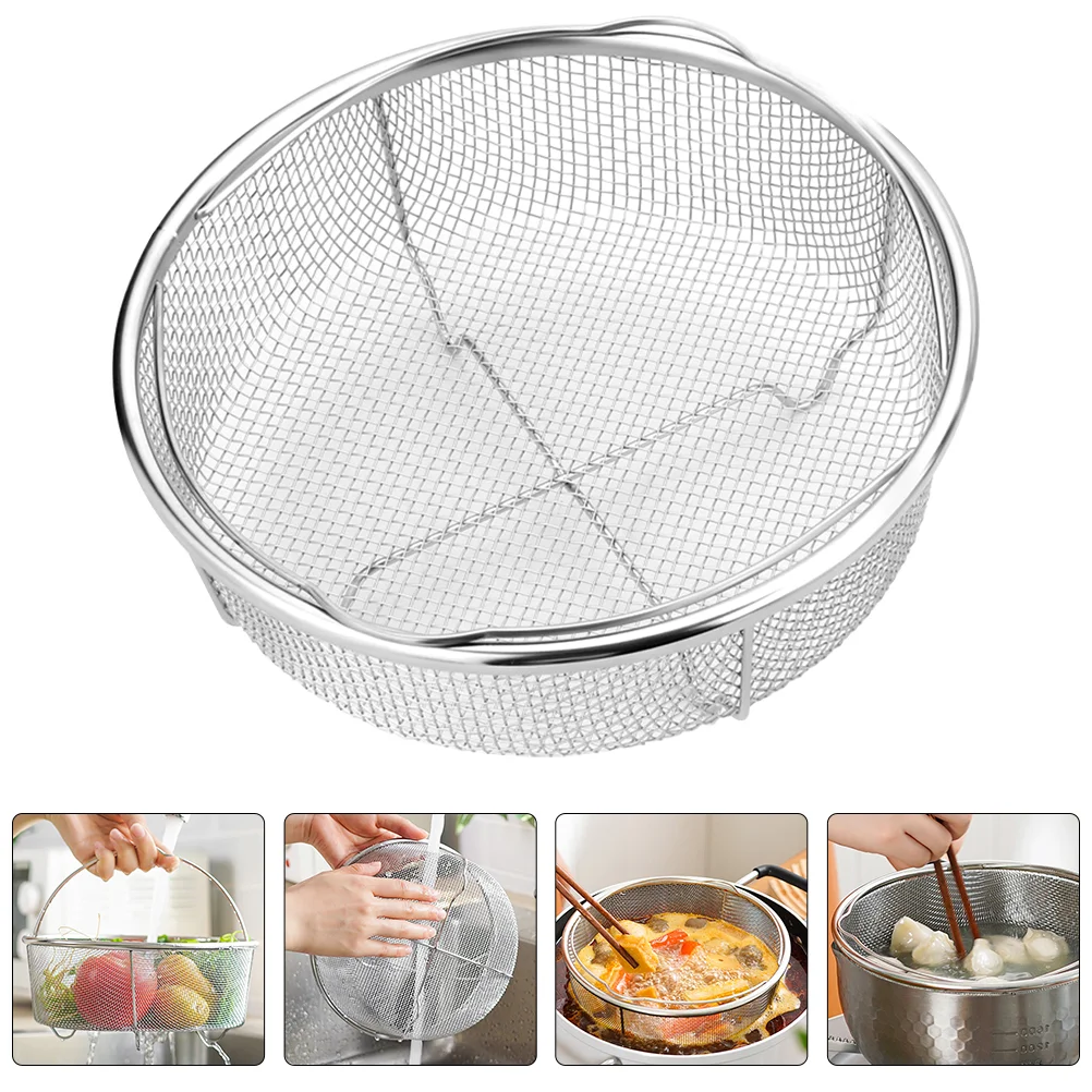 

Basket Colander Strainer Fruit Draining Round Washing Grain Salad Noodles Handle Pasta Mesh Fruits Metal Vegetablefine Sink