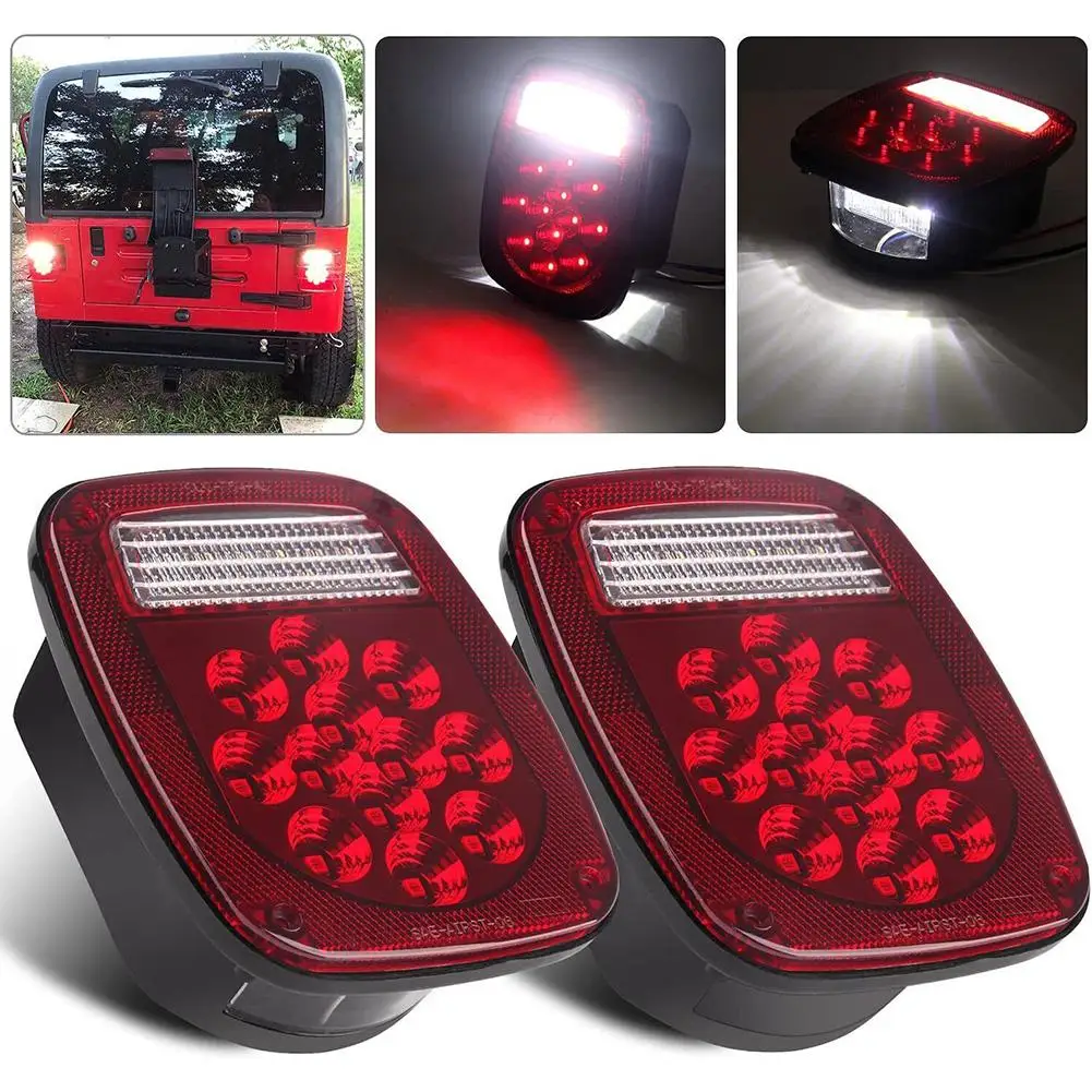 

1 Pair 39LED Tail Lights Rear Brake Lamps Turn Signal Stop Reverse Light Replacement Parts Compatible for Jeep Wrangler YJ TJ
