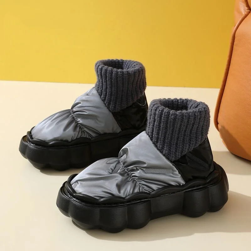 

Ботинки женские зимние 2023, зимние уличные теплые меховые сапоги, водонепроницаемые женские зимние сапоги на толстом каблуке с круглым носк...