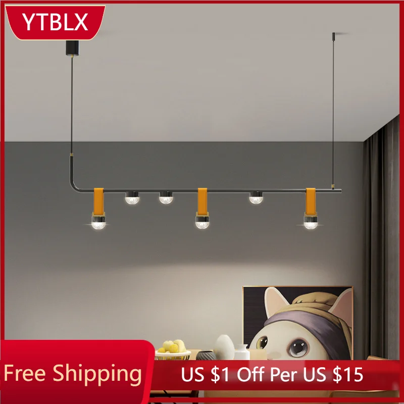 

Creative Restaurant Pendant Lamp Northern Europe Simple Long Bar Front Light Luxury Personality Dining Room Table Lamp