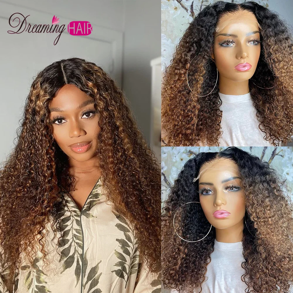 

Ombre Honey Blonde Deep Curly 13x4 Real HD Lace Front Wigs For Women 13X6 Lace Frontal Wig Brazilian Human Hair Pre Plucked