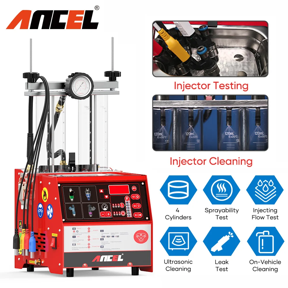 

ANCEL AJ400 Motorcycle Fuel Injector Cleaner Tester Ultrasonic Cleaning Tool 110V/220V Moto Gasoline Injectors Cleaner Machine