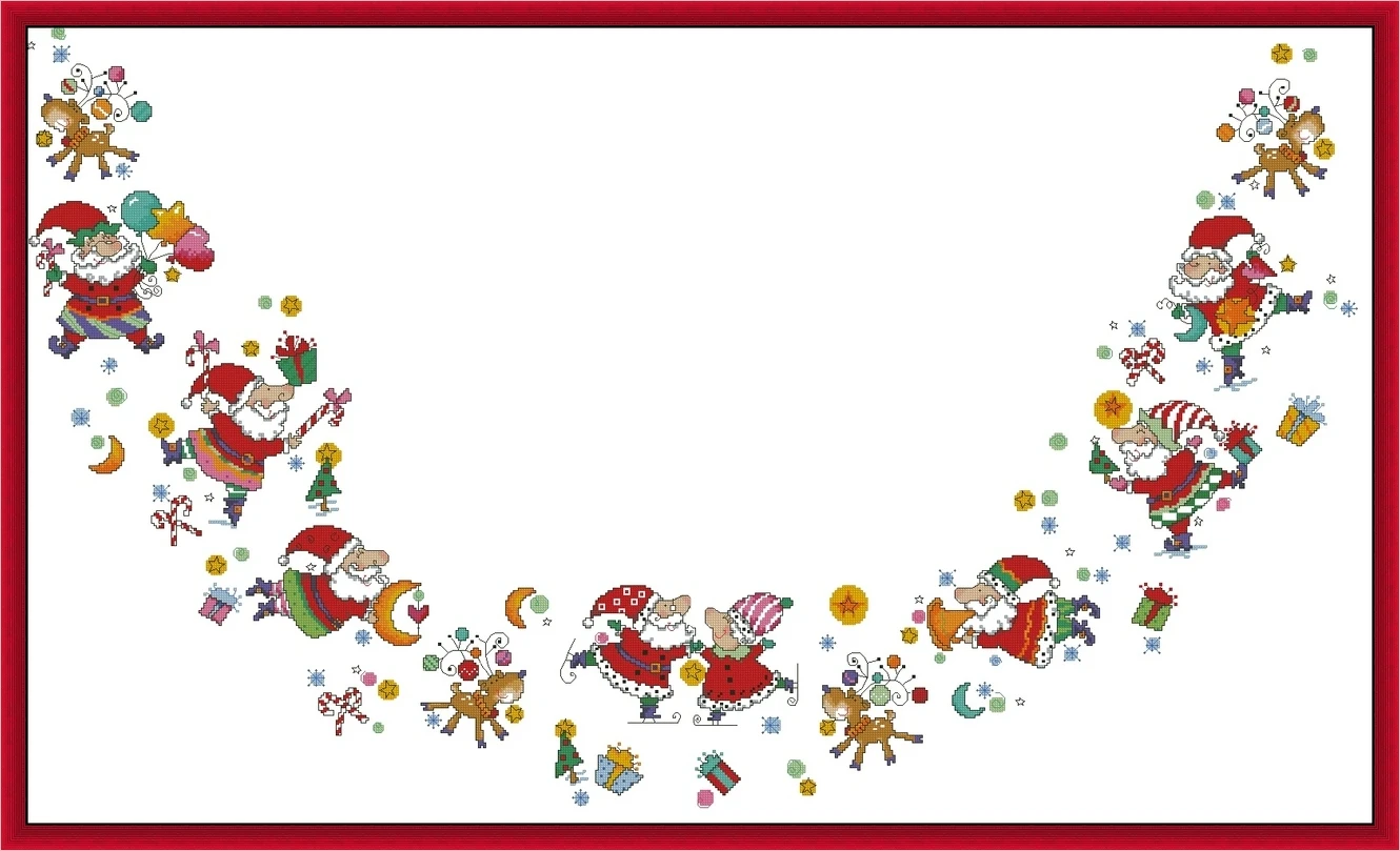 

Cross stitch Kit 14CT 18CT 25CT Canvas Cross Stitch DIY Embroidery Set DMC Threads santa and Mrs. Tablecloth 107-67