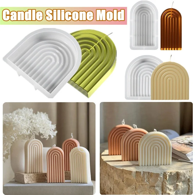 

Newest DIY Rainbow Arch Scented Candle Silicone Mold, Diffuser Stone Handmade Soap Plaster Car Ornament Mold/Home Decor