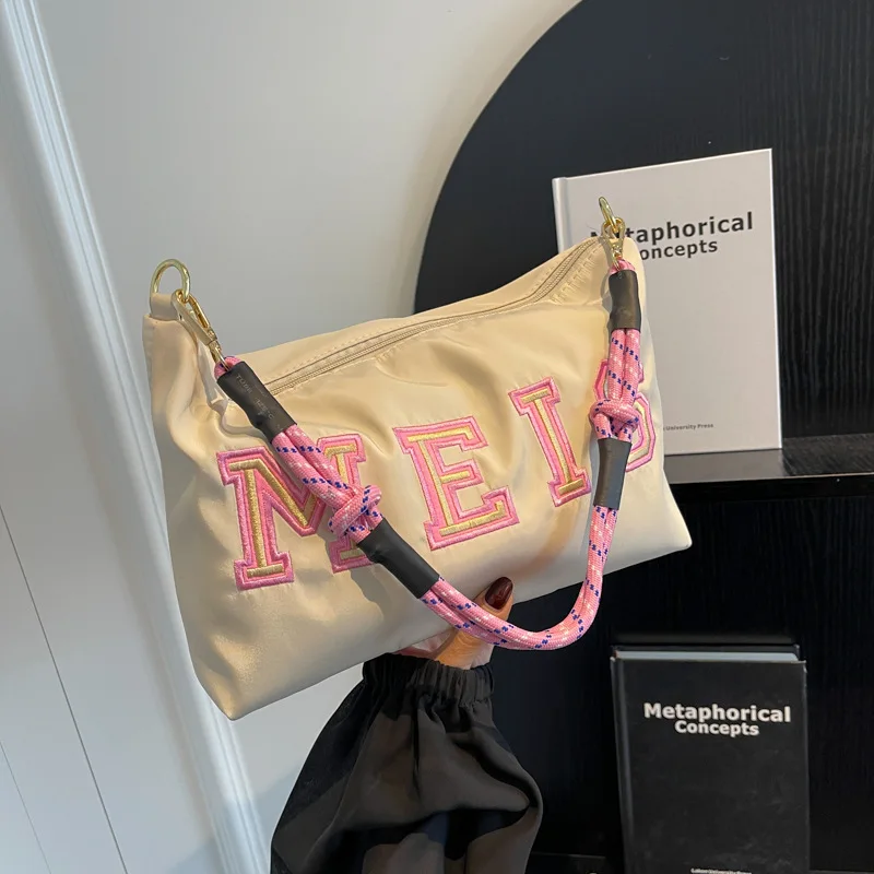 

Вместительная сумка через плечо, женская сумка-тоут, Новинка лета 2023, мягкие сумки для покупок с надписью, нишевая дизайнерская сумка для подмышек