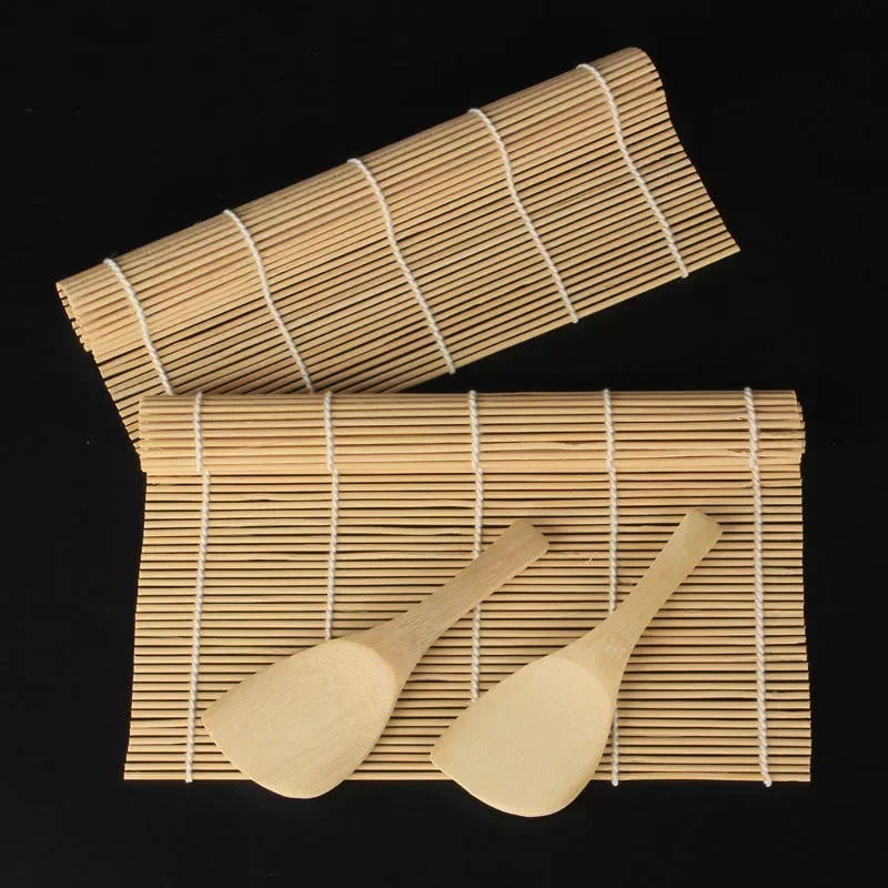 

hand Sushi Onigiri Rice Roller Chicken Roll Bamboo Rolling Mat 1Pcs Sushi Spoon cooking kitchen Gadgets Sushi Maker Tools
