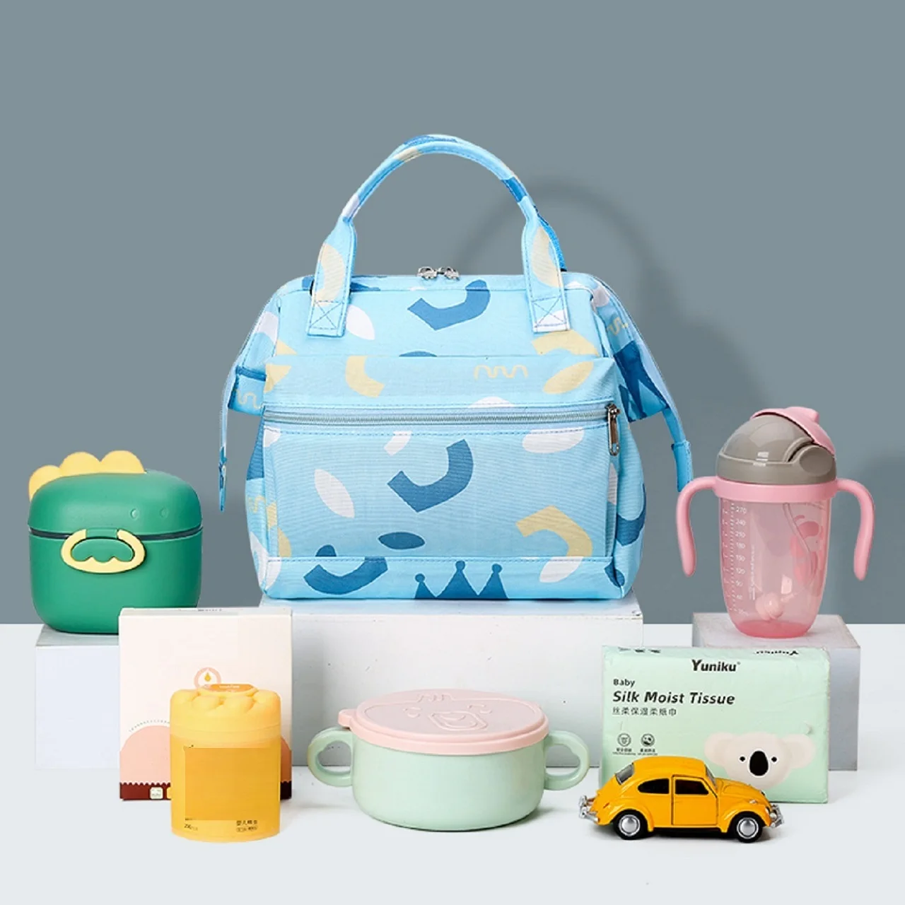 Вместительная сумка для мам с принтом изоляционная из алюминиевой фольги