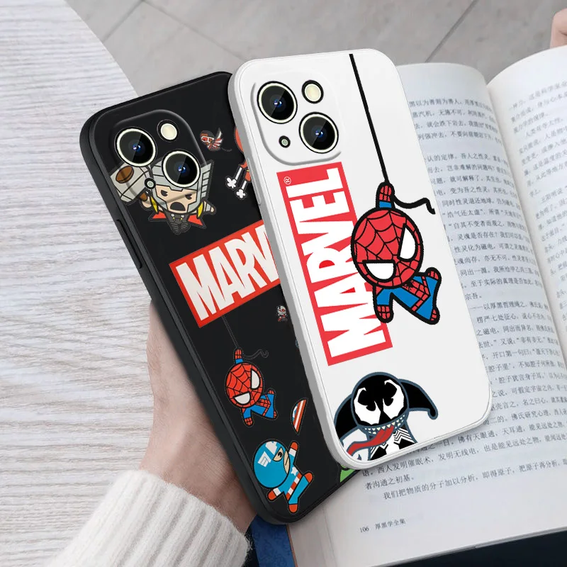 

Marvel Hero Hulk Cartoon Phone Case For iPhone 14 13 12 mini 11 Pro Max 8 7 Plus XR XS X Liquid Rope Funda Cover