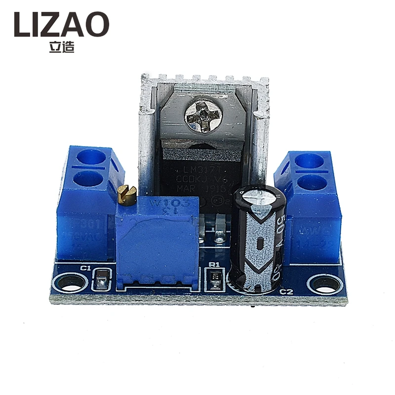 Фото Регулируемый линейный стабилизатор напряжения LIZAO LM317 DC-DC, понижающий преобразователь с радиатором охлаждения №1