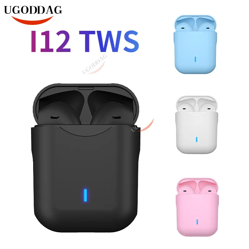 TWS-стереонаушники I12 с поддержкой bluetooth 5,0 и зарядным футляром