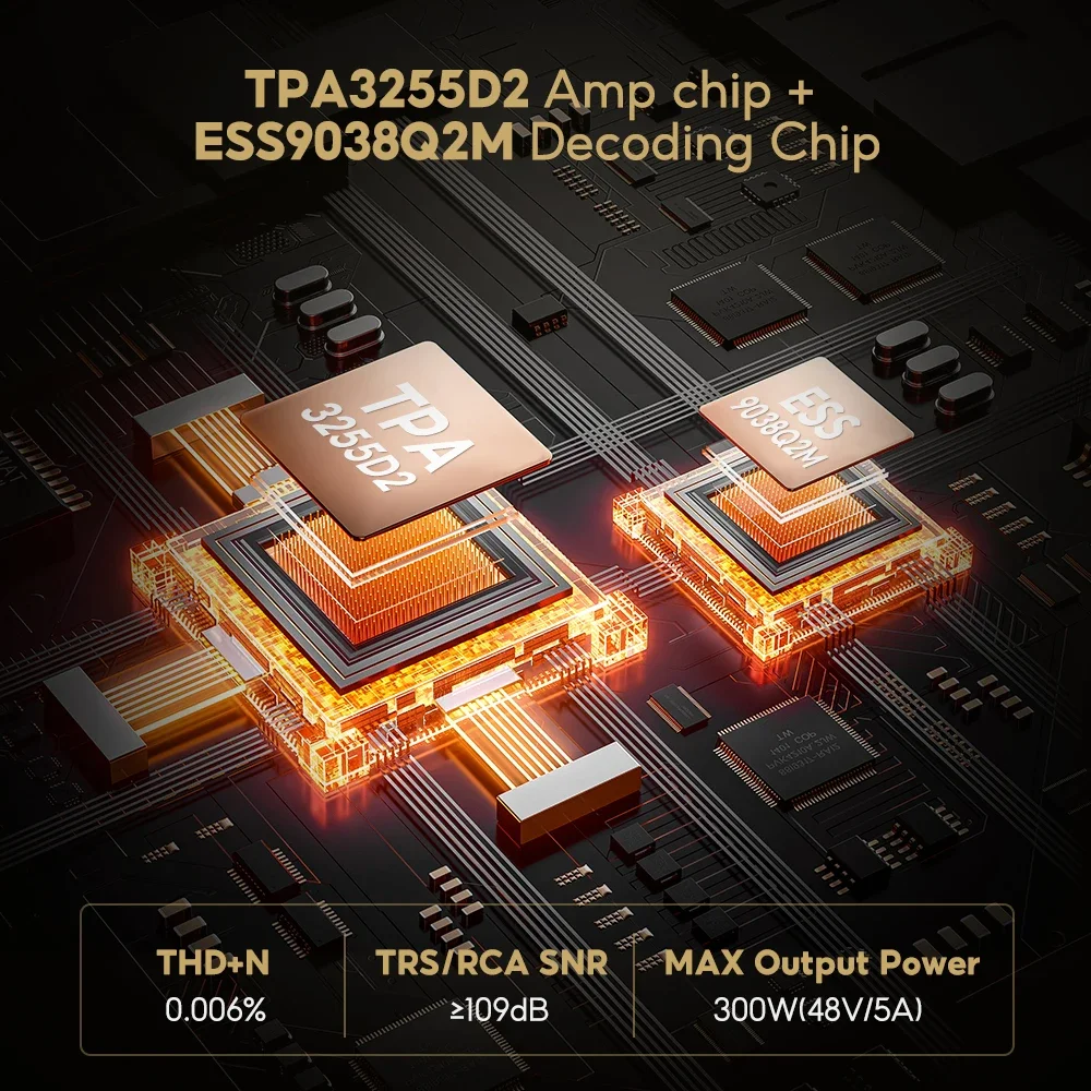 Фото AIYIMA Audio A80 TPA3255 Bluetooth ЦАП Стерео PFFB Усилитель мощности 300 Втx2 Класс D 2.0 Цифровой усилитель Hi-Res с входом TRS OPT USB №5