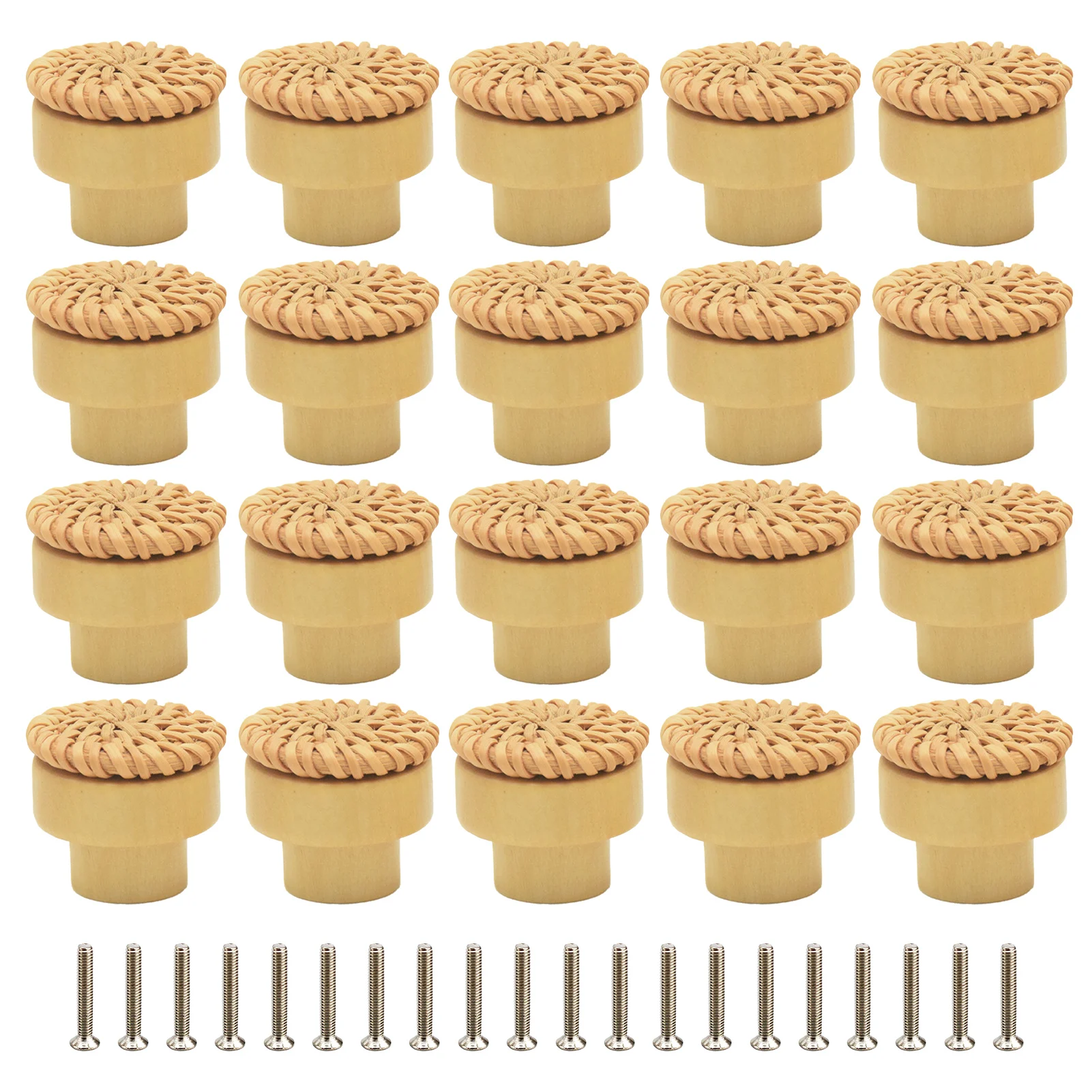 

20pcs Handmade Living Room Bedroom Round Wooden Cabinet Knob With Screws Practical Wardrobe Furniture Hardware Dresser Handle