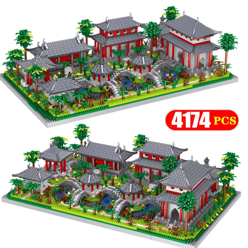 

Street View Yard Garden Temple Lake Tree Bricks Sets Famous Chinese Architecture Building Block Children Kids Toys Gifts