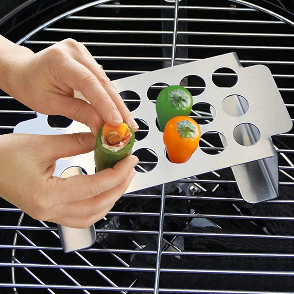 

Chicken Leg Rack Grill Chili Bbq Grilling Pepper Holder Stainless Steel Toaster