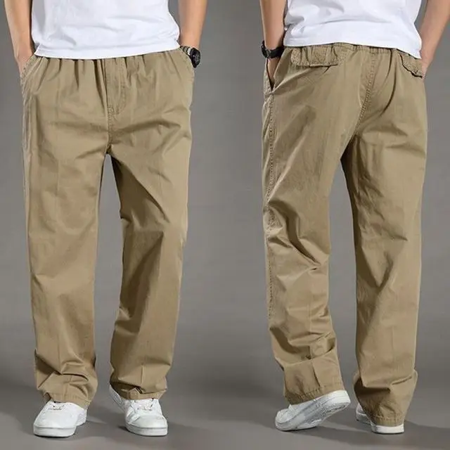 Pantalones de entrepierna para hombre, pantalón informal de algodón, holgado, recto, con cremallera Invisible de doble cabeza, p