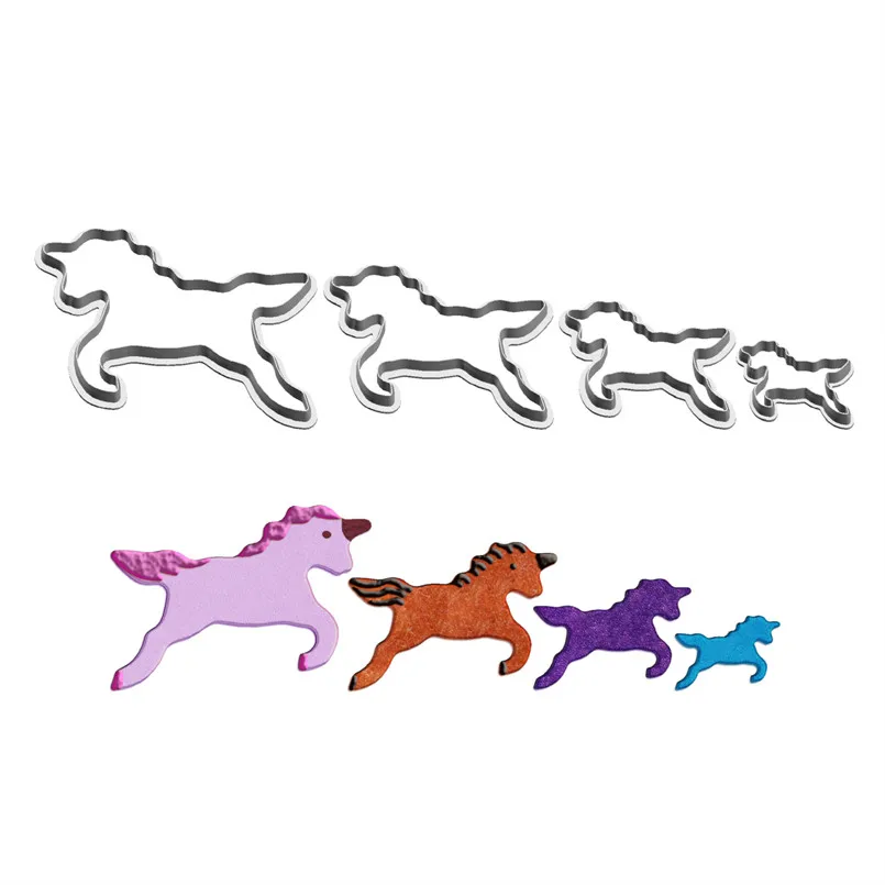 

Four Specification Cartoon Animals Graphics Legendary Unicorn,Plastic Mold,Cake Fondant Tools,Cookie Sushi and Fruits Cutters