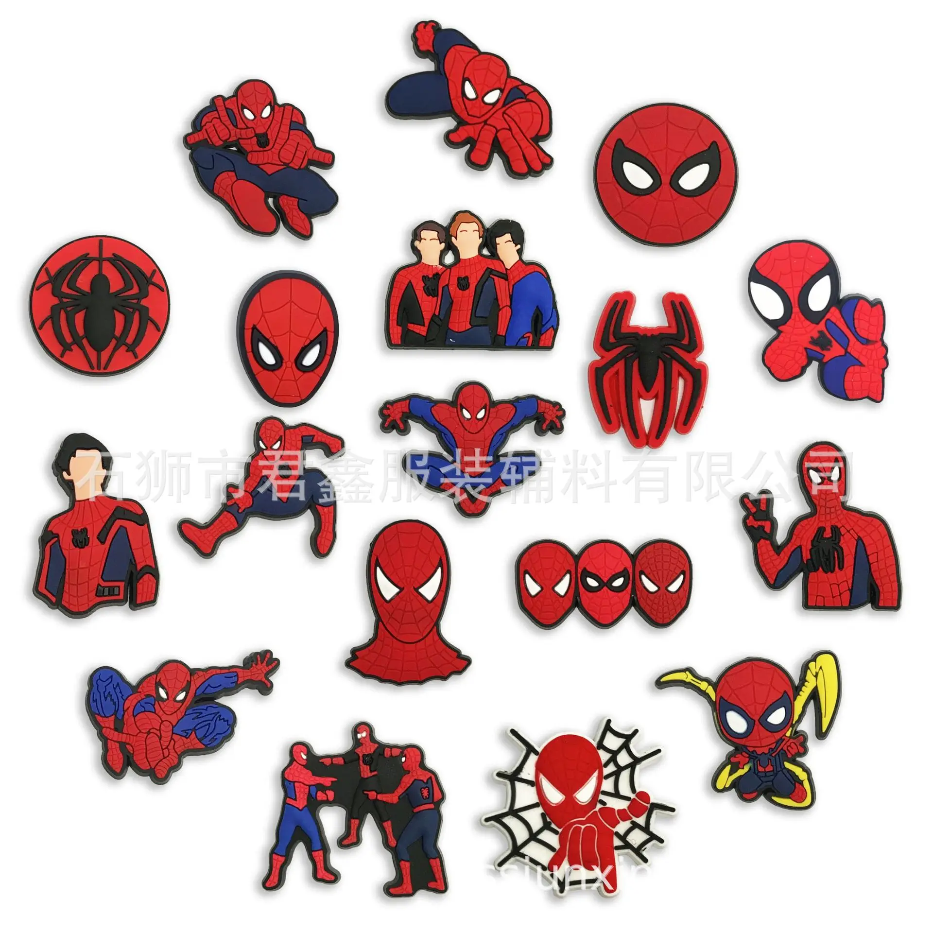 Single Sale 1pcs Spiderman PVC DIY Shoe Crocs Decorations Charms Accessories Slippers Decoration Buckle Wholesale Kid Boy Gifts