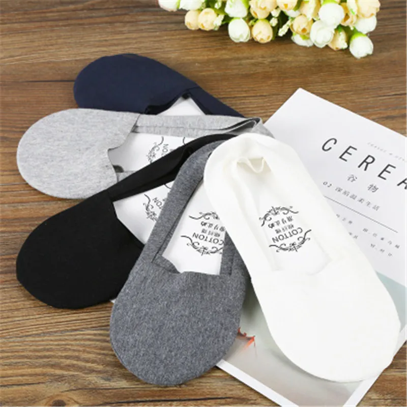 

5 Pair/ lot Men's sock slippers Bamboo fibre Non-slip Silicone Invisible Boat Socks Spring Summer Fashion Male ankle socks 2023