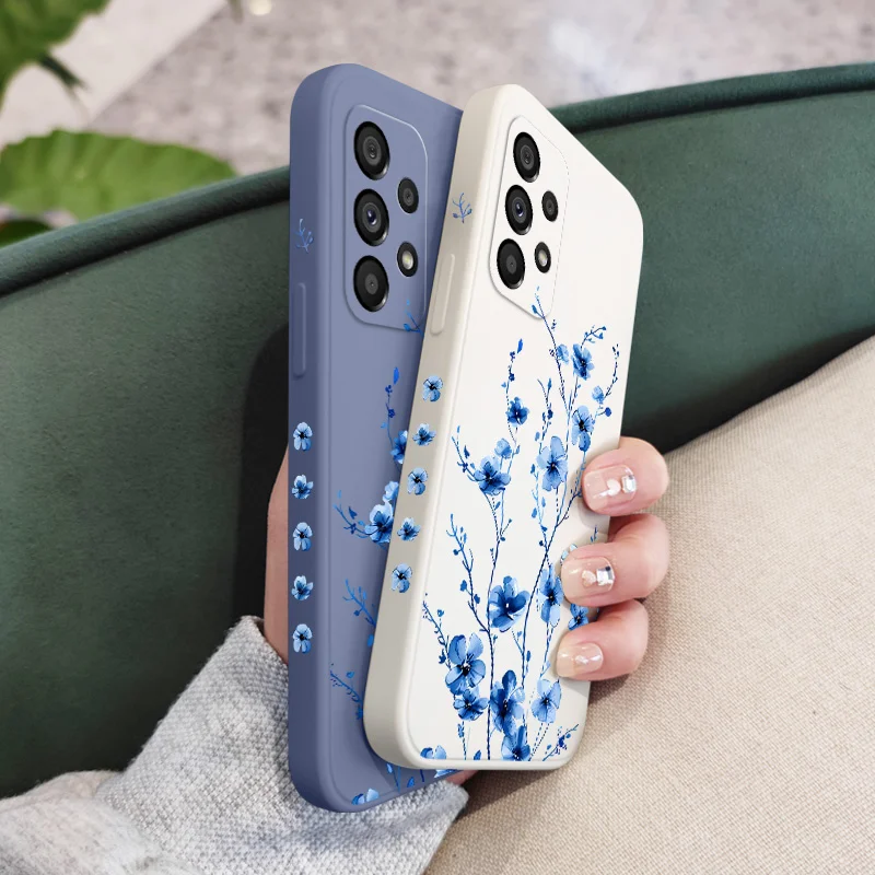 Чехол для телефона Blue Flame Flower для Samsung Galaxy A73 A53 A33 A23 A13 A03 A72 A52 A52S A32 A22 A12 A71 A51 A31 A21S 4G 5G Cover (art.: 3920d3a0edd91) - 3920d3a0edd91