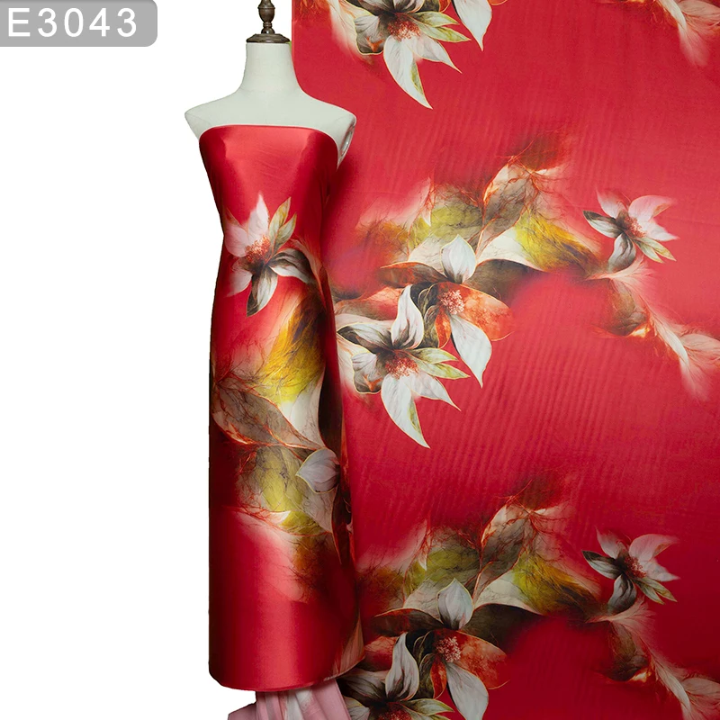 HYSK Ткань Из 100% Чистого Шелка Crêpe De Chine С Цветочным Цифровым Принтом Charmeuse