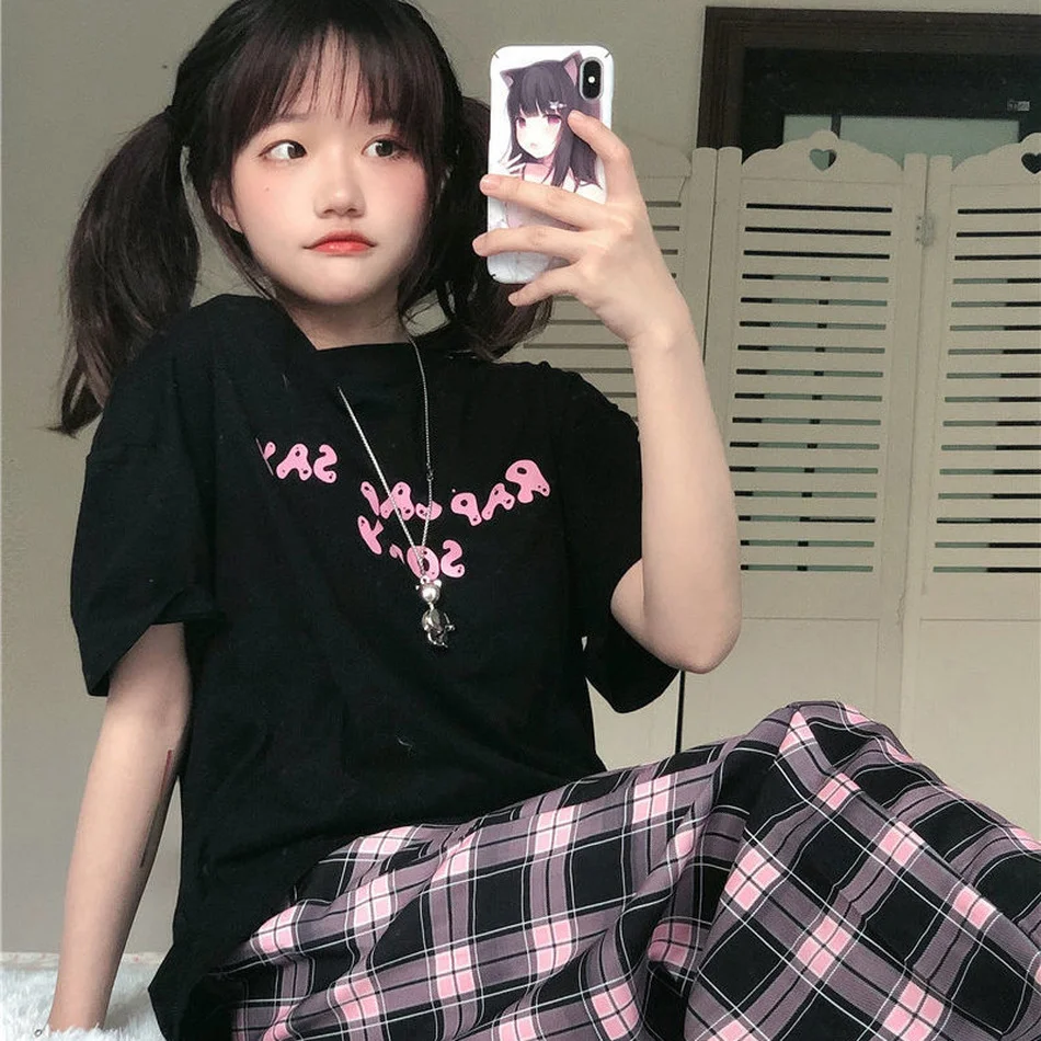 2022 Women Plaid pants Oversize spring Casual Loose Wide Leg Trousers Ins Retro Teens Straight Hiphop Streetwear | Женская одежда