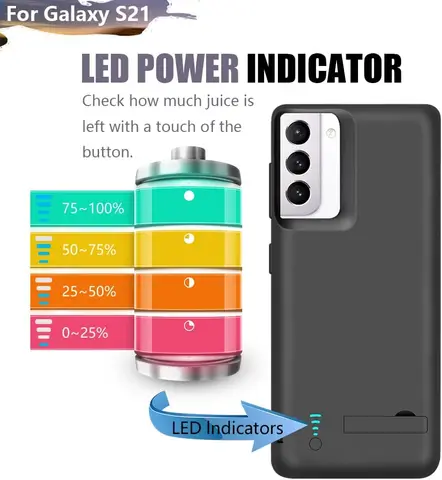 Чехол для зарядного устройства для Samsung Galaxy S21, внешний аккумулятор, расширенная крышка для зарядки аккумулятора, externe 4800 мАч