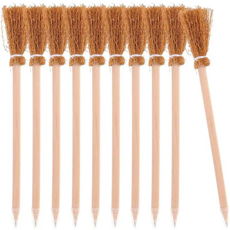 10 sztuk ołówki w kształcie miotły czarownicy Halloween miotła rekwizyty drewniane do pisania malowania 20 5x2 5cm