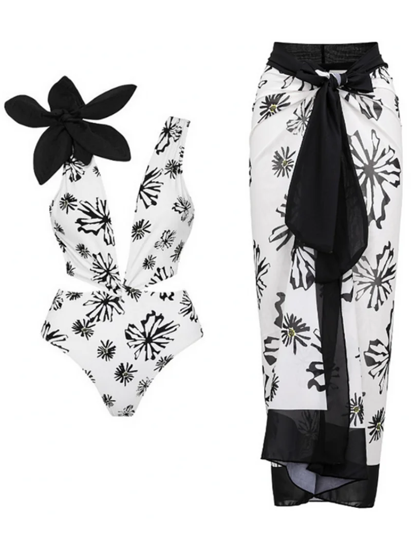2023 Women Summer Clothes Flower Print Casual Tank Tops Bodysuits And Skirt Fitness Skinny Outfit Suit Two Piece 2pc Sets