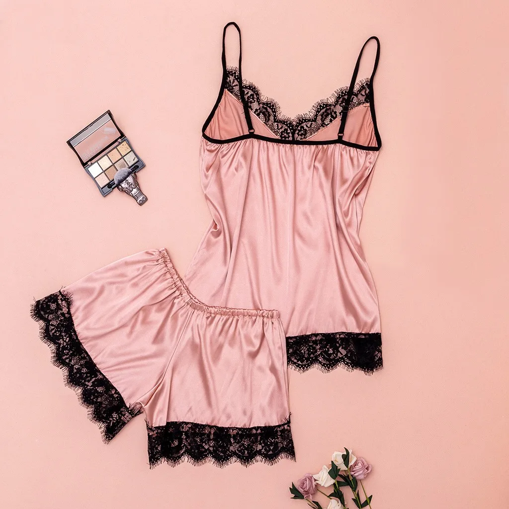 3 шт. Женская атласная пижама с V-образным вырезом | одежда