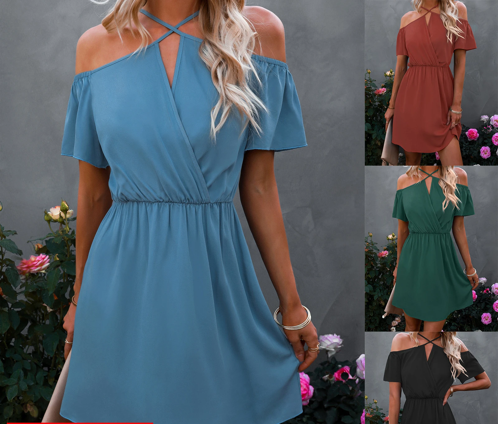 

Women's 2022 Summer New Solid Color Strap Dress Female& Lady Casual Party Office Short Dresses