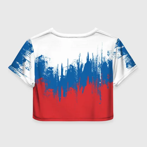 Женская футболка Crop-top 3D РОССИЯ ТРИКОЛОР |