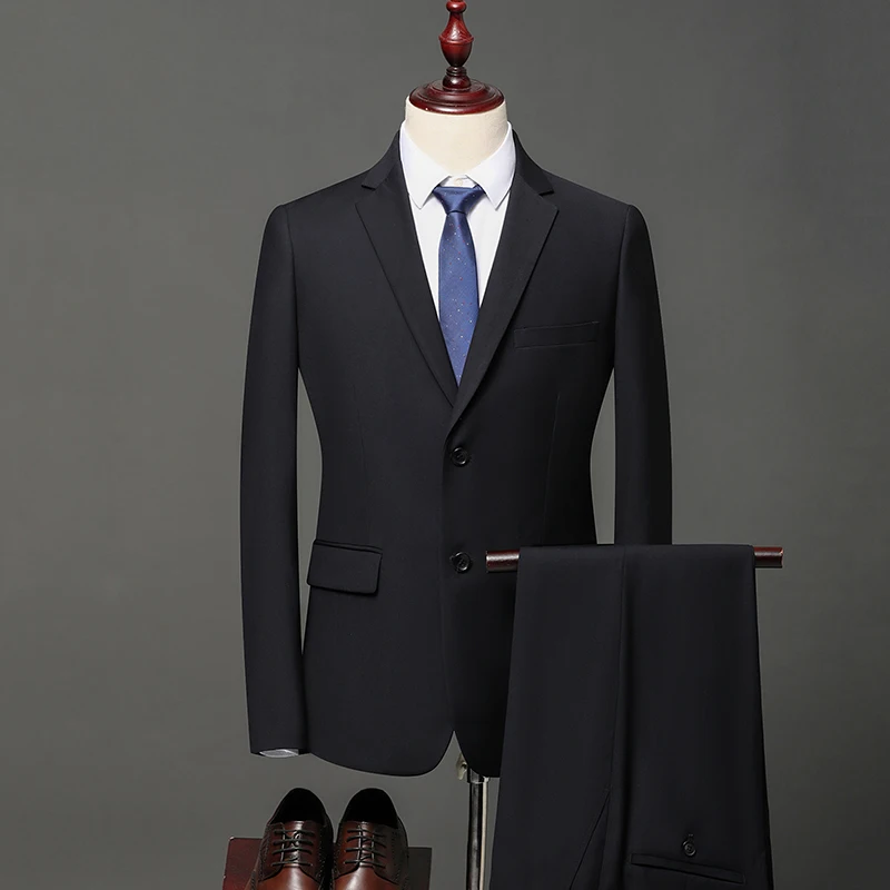 

Повседневный (Блейзер + Элегантный Модный костюм из двух предметов в британском стиле мужские простые деловые облегающие брюки в высоком стиле джентльмена) качество