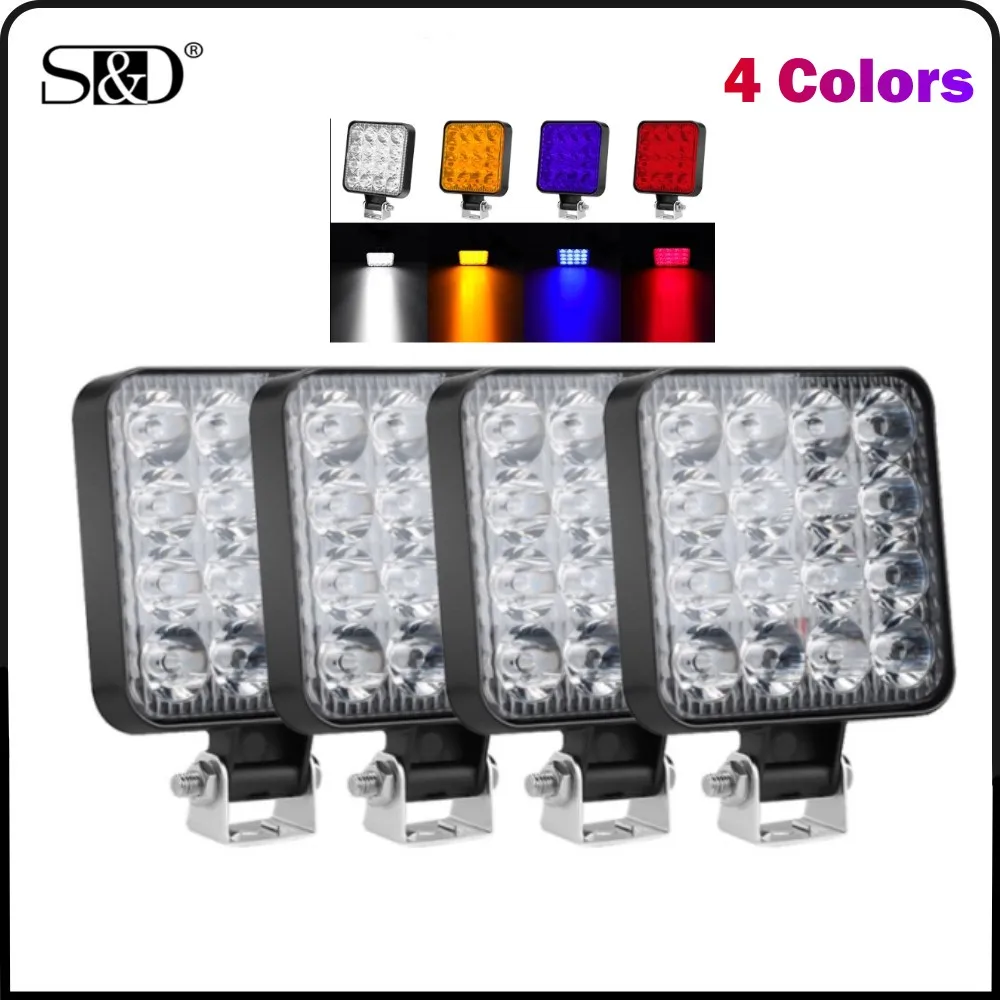 

S&D Led Light Bar 48W Led Bar Waterproof Square Spotlight Off Road LED Work Light 12V 5400K For Car Truck 4X4 4WD Car SUV ATV