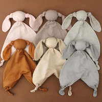 pure cotton baby towel long ear stuffed rabbit doll newborn appease cuddling towel soft muslin baby bib facecloth for xmas gift