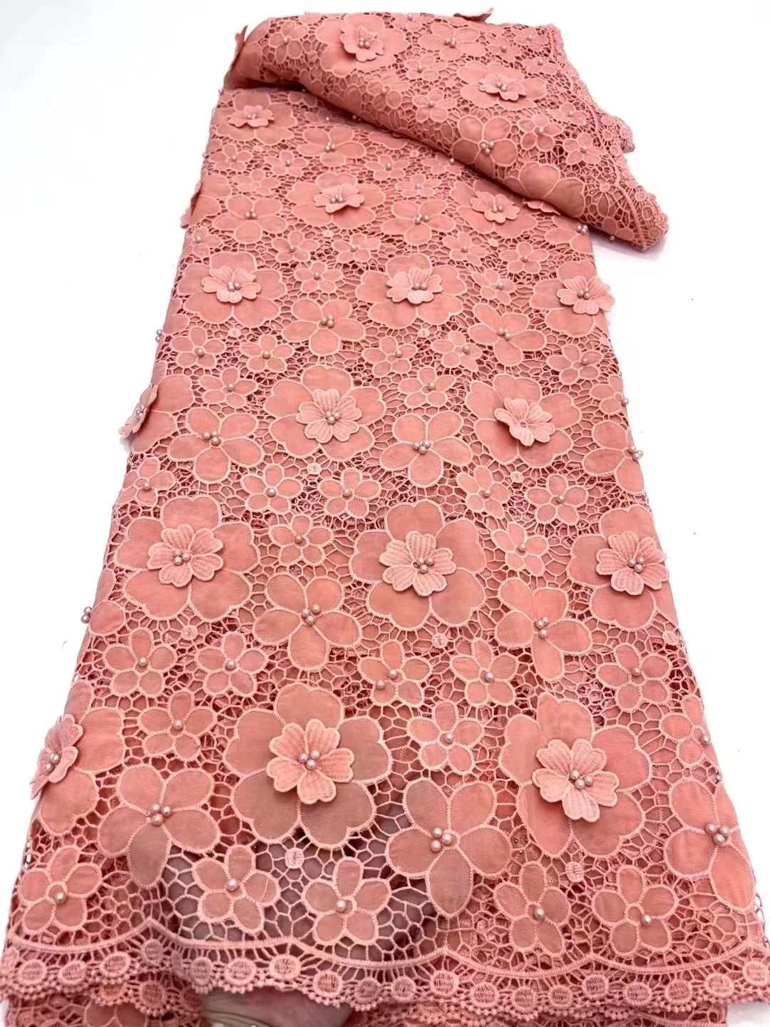 

New Arrival Swiss Voile Lace Fabric 2023 Hight Qualiy African Embroidery Cotton Beades Lace Fabric For Women Formal Wear Dresses
