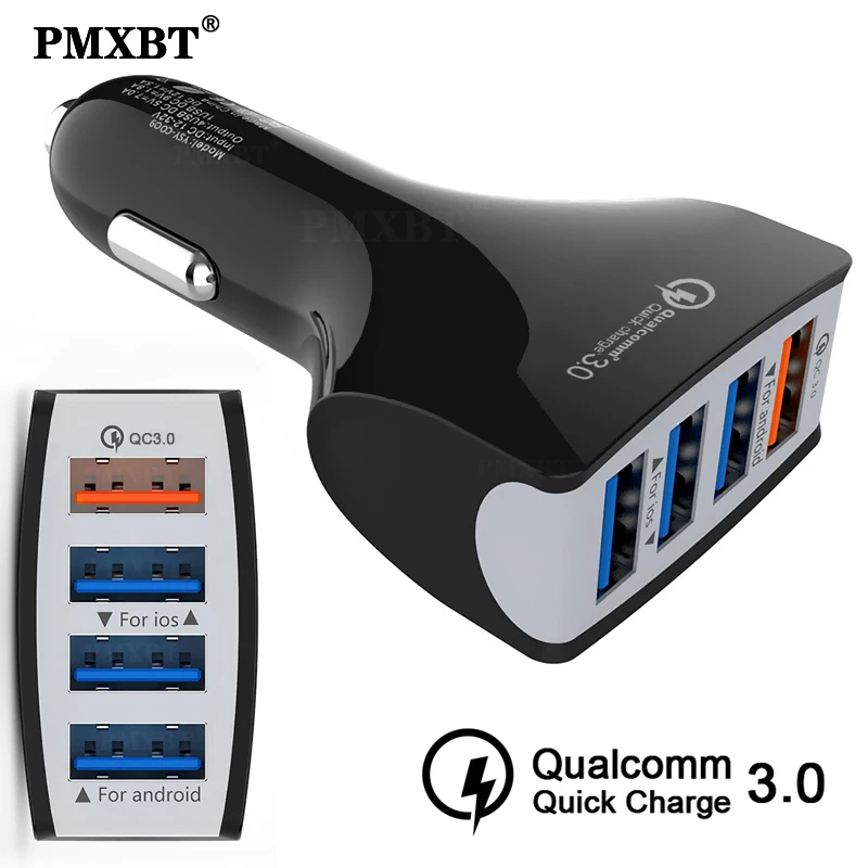 

4 Port USB Car Charger Fast Charging For iPhone 12 Pro Max Samsung S10 S9 Huawei Xiaomi Mi8 Redmi Phone Car Adapter Quick Charge