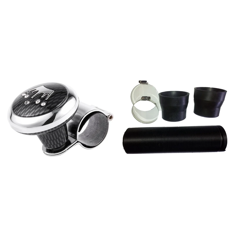

Check Pattern Metal Plastic Handle Steering Wheel Spinner Knob For Auto Truck With Cold Air Intake Duct 76Mm 3 Inch