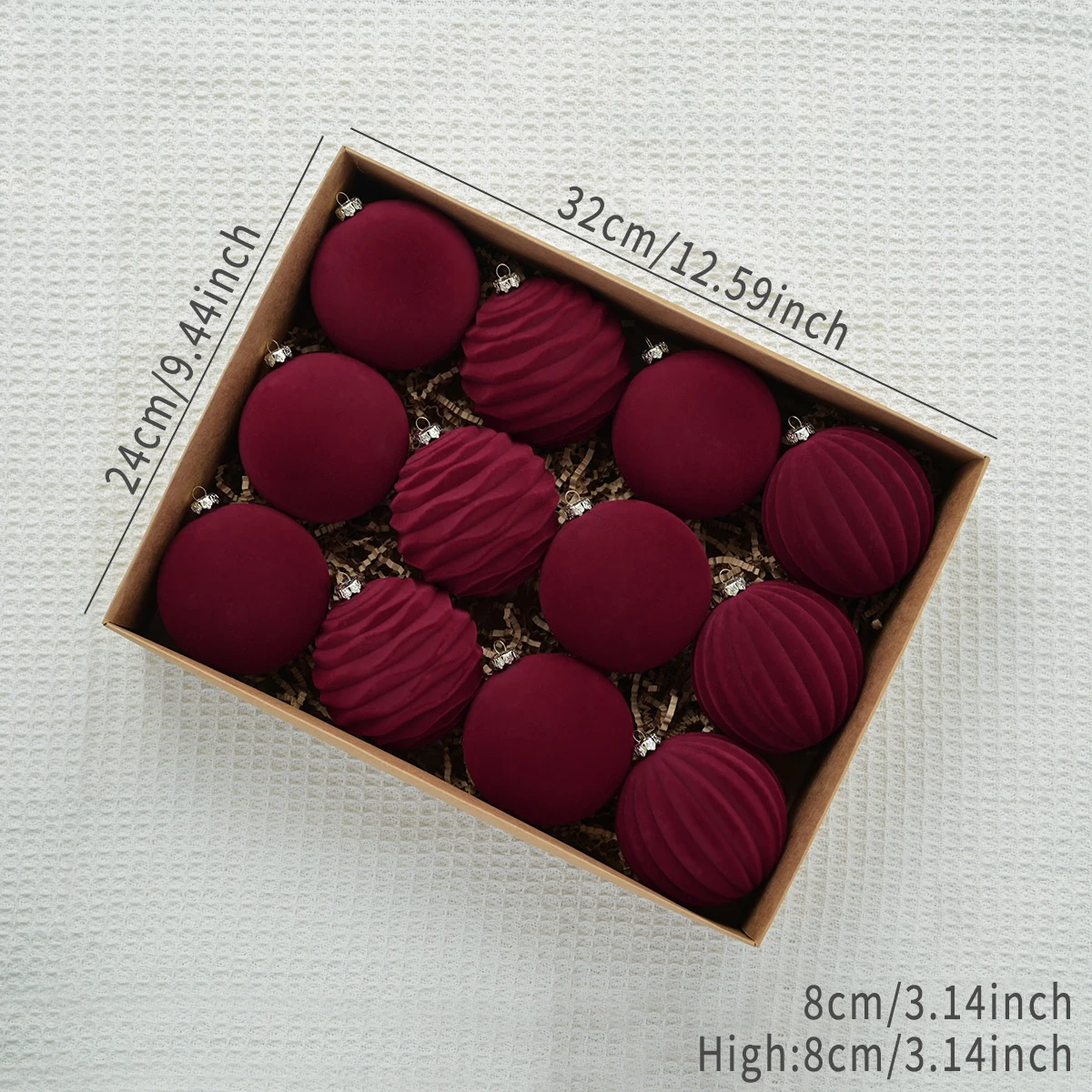 12 шт. рождественские шары 8 см бархатные с орнаментом для рождественской елки