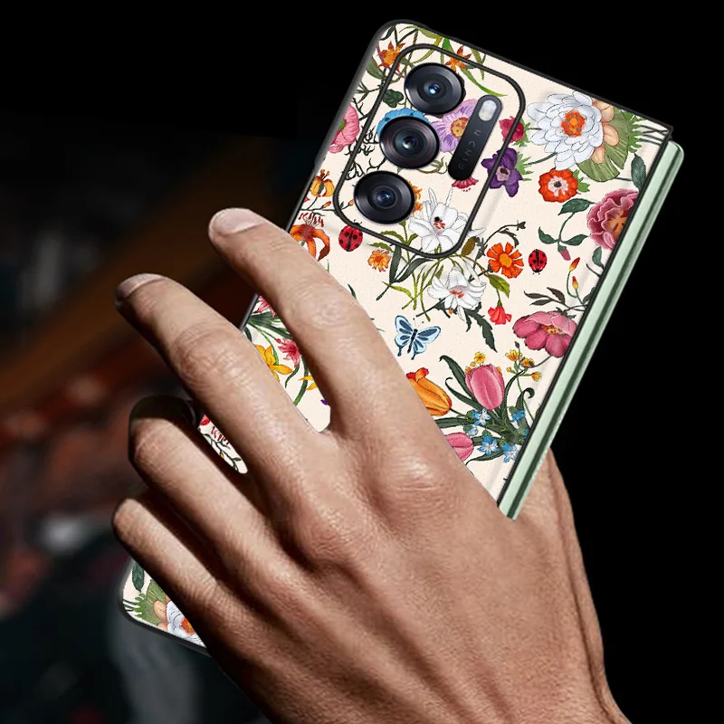 Find N Funda Case for Oppo Find N findn Vintage Small Flower Pattern PU Leather Coque Protection Mobile Phone Case Cover Find N